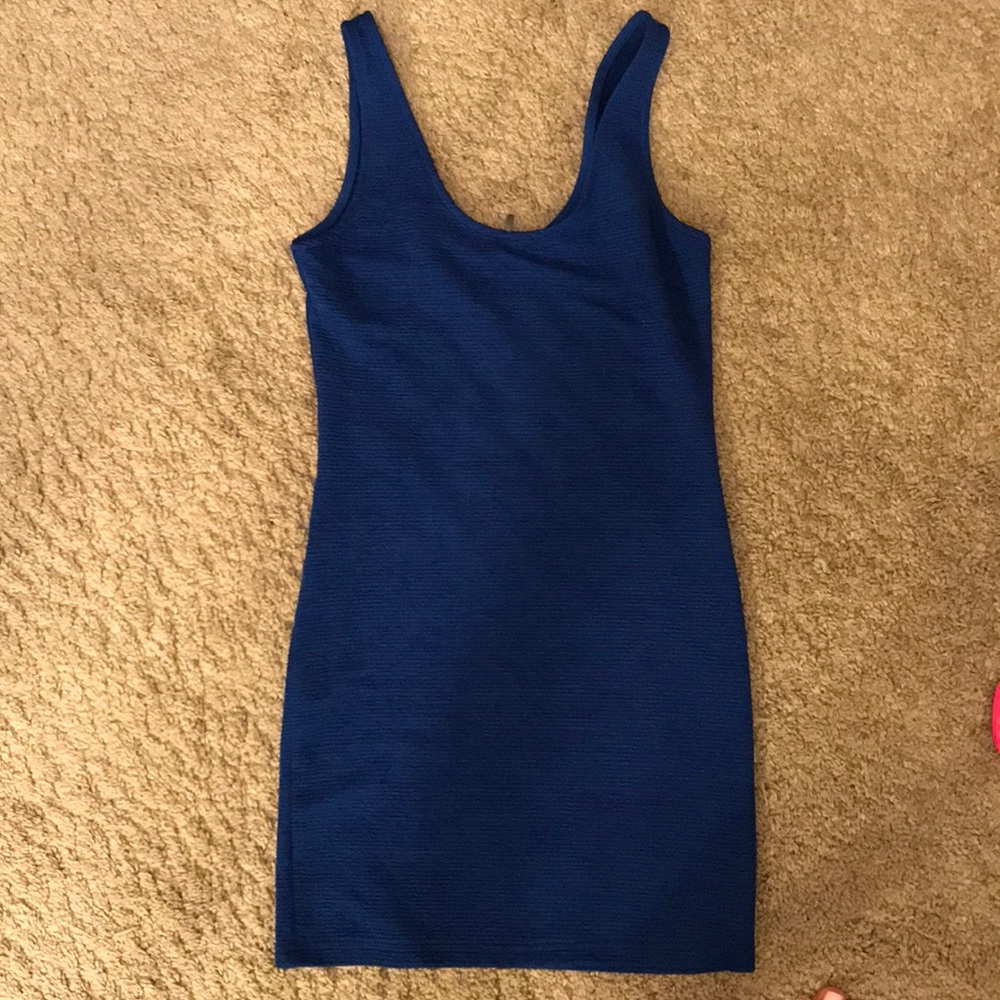 Blue ribbed pencil dress